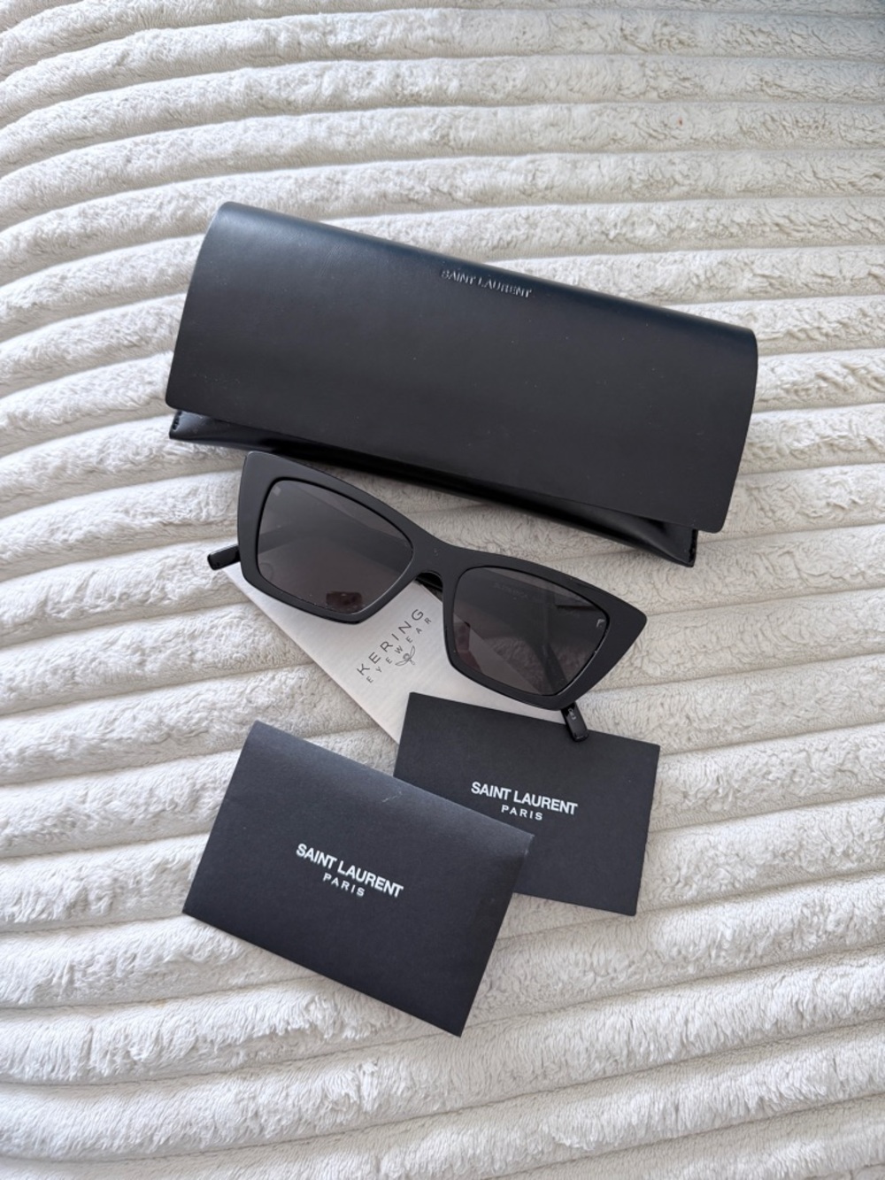 Saint Laurent Black Cat-Eye Sunglasses with Black Case